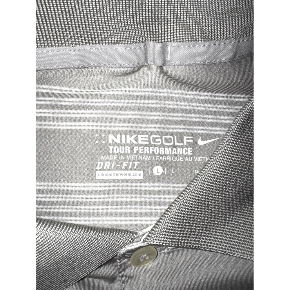 Nike Golf Tour Performance Dri-FIT Polo Shirt Mens Large Gray White Strped - Picture 7 of 7